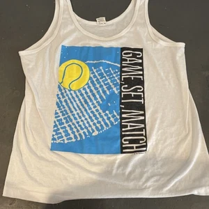 Sun Sportswear Shirt Mens Large Tennis Game Set Single Stitch Tank Top USA VTG - Picture 1 of 10