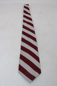 Brooks Brothers Vintage Boys Polyester Tie Silver & Burgundy Striped 48" - Picture 1 of 7
