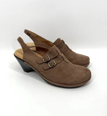 Softspots Lilah Slingback Heels Shoes Tan Brown Leather Women Size 10W Buckles - Image 1 of 4