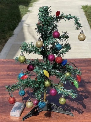 MINI TABLETOP CHRISTMAS TREE WITH LIGHTS ORNAMENTS - Image 1 of 4