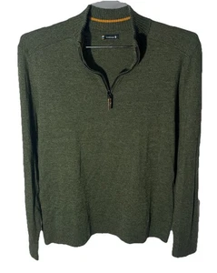 Smartwool Sweater Mens Large Green 1/4 Zip 100% Wool Outerwear - Picture 1 of 8