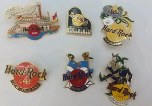 6 x HARD ROCK CAFE NEW ORLEANS KARNEVAL PINS MASKE LOGO, KLAVIER, DAMPFSCHIFF..... - Bild 1 von 6