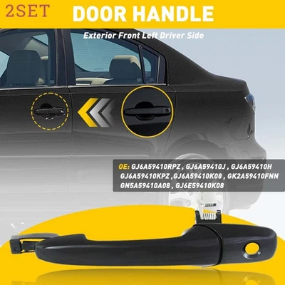 2 комплекта дверных ручек снаружи черные передние со стороны водителя левые подходят для Mazda 3 6 CX-7 CX-9 RX - Изображение 1 из 4