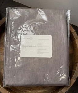 Pottery Barn Belgian Flax Linen Curtain Panel 50x 96 Warm Gray Pole Top NEW - Picture 1 of 10