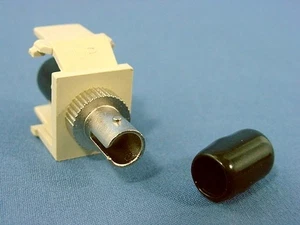 Leviton Ivory Quickport Fiber Optic ST Jack Connector Zirconia SM/MM 41084-SIZ - Afbeelding 1 van 5