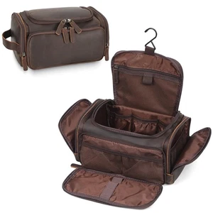 Polare Vollnarbenleder Kulturbeutel Reise Dopp Kit Organizer Hängend Make... - Bild 1 von 9