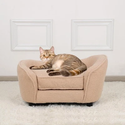 Sofá cama para gatos, cama para perros mascotas con patas de plástico ajustables, sofá de terciopelo para mascotas con... Foto 1 de 4