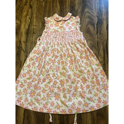 LAURA ASHLEY Niñas Calado Rosa Floral Manga Flutter Cuello Peter Pan Talla 6 Foto 1 de 4