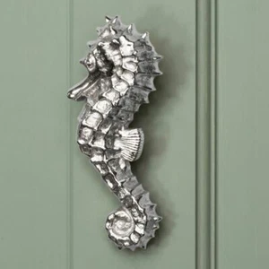 Bright Chrome Sea Horse Door Knocker - Picture 1 of 2