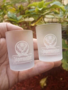 JAGERMEISTER Frosted Shot Glasses with STAG Logo 2 cl ARC Set of 2 - Picture 1 of 4