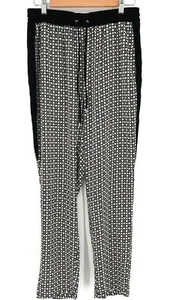 Massini Women's Size Large Harem Pants Black, White, Pink with geometric pattern - Picture 1 of 5