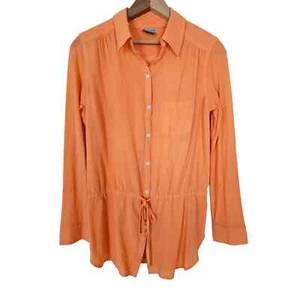 C&C California Swim Cover-up Womens Small Orange Long Sleeve Button-down Shirt - Picture 1 of 6