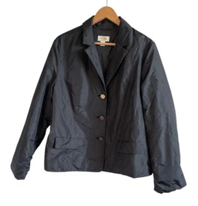Talbots black blazer button up jacket SZ 16 Nylon Water Repelling - Picture 1 of 3