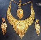 22k Gold Plated Indian Pakistani Ideal Wedding 8'' Long Necklace Earrinngs Set A