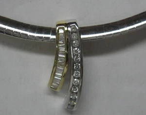 14K SOLID GOLD .50 CT. NATURAL DIAMOND SLIDE PENDANT SLIDE FOR NECKLACE OR OMEGA - Picture 1 of 5