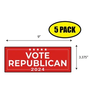 5 PACK 3.37"x9" VOTE REPUBLICAN 2024 Sticker Decal Humor Funny Gift BS0355 - Picture 1 of 2
