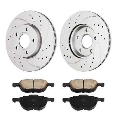 Rotores y pastillas de freno delanteros ranurados perforados para Ford Focus 2,0 L 2012-2018 Foto 1 de 4