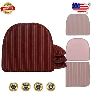 Soft Oblong Seat Pads with Gripper Bottom - 4 Count Chair Cushions in Nikita Red - Picture 1 of 9
