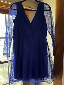 Abito da sposa Davids blu cobalto corto taglia 16 damigella d'onore matrimonio NUOVO - Foto 1 di 10