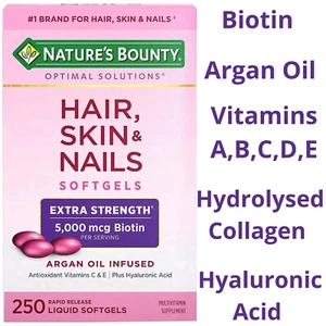Nature's Bounty Optimal Solutions Extra Strength Hair Skin & Nails 250 softgels - Picture 1 of 6