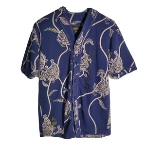 10 Deep Floral Baseball Style Blue Button up Shirt Men’s Women’s Unisex DXXP - Picture 1 of 15