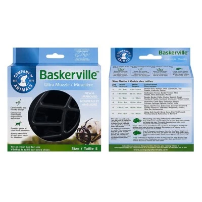 BOZAL DE PERRO BASKERVILLE ULTRA NEGRO GOMA MEDIANA RAZAS DE PERROS TALLA 4 Foto 1 de 2