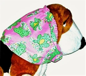 Dog Snood Big Happy Froggies Pink Green Lightweight Cotton - Picture 1 of 2