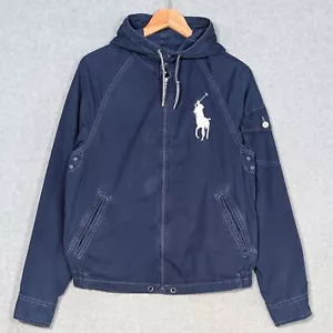 Vintage Y2K Polo Ralph Lauren Swim Wear Jacket Blue Big Pony Hooded Men's Small - Picture 1 of 12