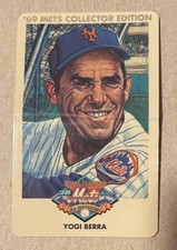 GTS 1994 NEW YORK METS PHONE CARDS, 2 TOTAL YOGI BERRA, DON CARDWELL, USED, BENT