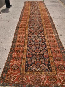 Antique Kurdish long carpet 4'5" x 17'11 circa 3rd quarter 19th Century - Picture 1 of 6