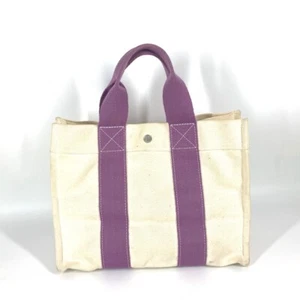 HERMES Bora Bora PM Hand Bag Tote Bag Canvas purple/White - Picture 1 of 18