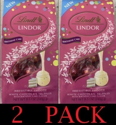 2 x Lindt LINDOR день рождения торт белый шоколад трюфели 8,5 унций сумка - 2 упаковки - Изображение 1 из 4