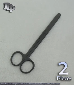 2 Pcs Operating Dissecting Scissors 5.5'' Blunt Black Coated Surgical Instrument - Picture 1 of 3