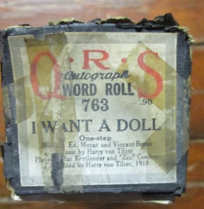 O.R.S. #763 "I WANT A DOLL" ONE STEP PIANO ROLL-1918 - Picture 1 of 4