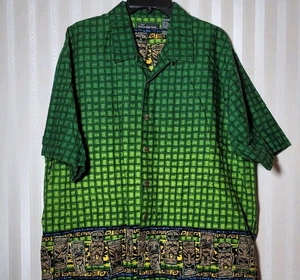 Camisa De Colección Y2K Años 90 Sin Límites XL Verde Playa Tiki Hawaiana Abotonada - Imagen 1 de 8