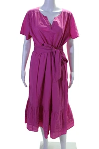 J Crew Womens Cotton Short Sleeve V-neck Tie Dress Pink Size 16 - Picture 1 of 5