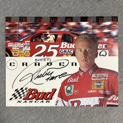 Foto promocional Ricky Craven #25 Budweiser Racing NASCAR 1997 8"x10" 1995 Foto 1 de 3
