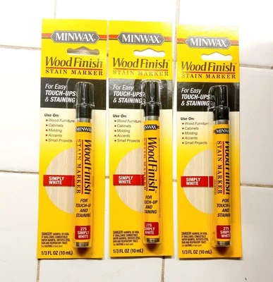 Paquete de 3 - Rotulador de manchas con acabado de madera Minwax, simplemente blanco 275, 1/3 fl oz Foto 1 de 3