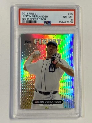 2013 Topps Finest Justin Verlander #50 Gold Refractor #/50 PSA 8 Tigers - Image 1 of 2