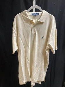 NEW Vintage Polo Ralph Lauren CREAM Cotton Short Sleeve Polo Shirt XL FRB2 - Picture 1 of 4