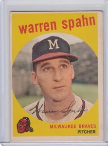 1959 Topps Baseball Card #40 Warren Spahn Milwaukee Braves DOB 1921 - Ex-ExMt - Picture 1 of 2