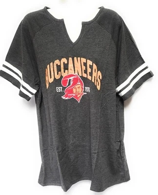 Womens Fanatics NFL Tampa Bay Buccaneers Plus Sz Grey Notch Neck Football Shirt - Image 1 of 3
