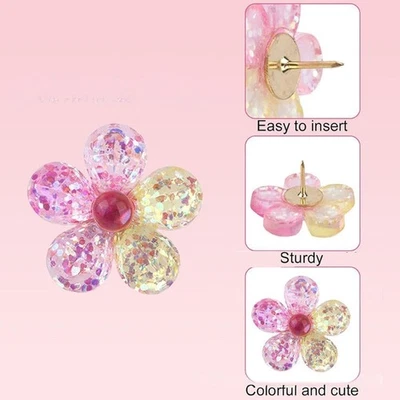 20/30pcs Floral Push Pins Decorative Pushpins Flower Poster Pins Thumb Tacks - Image 1 of 4