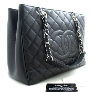 P28 CHANEL echt genarbtes Kalbsleder GST 13" Einkaufstasche Kette Schultertasche - Bild 1 von 17