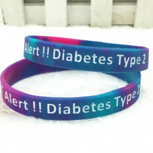 1PC Type 2 Diabetes Medical Alert Warning Wristband Silicone Bracelet Jewellery - Picture 1 of 4