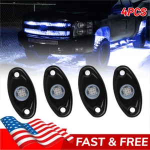 Blue LED Rock Lights 4Pods Underglow Neon Light Underbody for Truck SUV - Picture 1 of 11