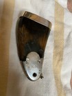SCOTTISH 19TH CENTURY HORN AND SILVER MOUNTED SMALL SHOT FLASK