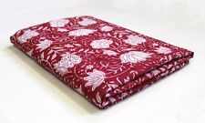 Indian Cotton Floral Dressmaking Red Hand Block Printed Fabric Pure Cotton 3 YD