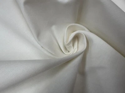 PFP Off-White 100% Cotton Fabric Material Home Decor Curtains - 92cm Wide - Image 1 of 4