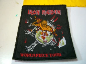 IRON MAIDEN – very rare old original 80s WORLD PIECE TOUR Patch!!! 7-23, heavy, - Picture 1 of 1